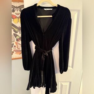ZARA Black Velvet Mini Dress